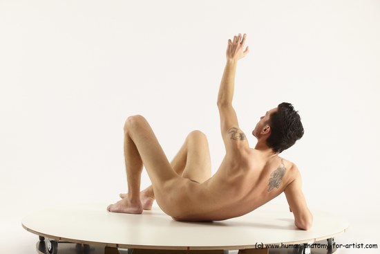 Nude Man White Laying poses - ALL Athletic Short Brown Laying poses - on back Multi angles poses Realistic