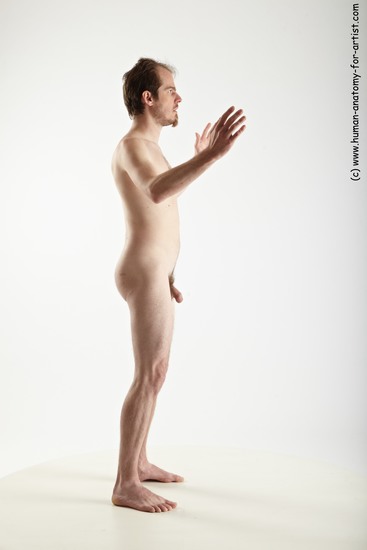 Nude Man White Standing poses - ALL Slim Short Brown Standing poses - simple Realistic