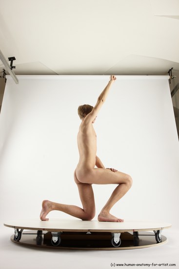 Nude Man White Kneeling poses - ALL Overweight Medium Blond Kneeling poses - on one knee Multi angles poses Realistic
