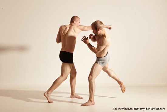 Underwear Martial art Man - Man White Moving poses Athletic Short Blond Dynamic poses Academic