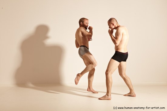 Underwear Martial art Man - Man White Moving poses Athletic Short Blond Dynamic poses Academic