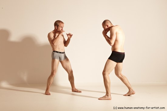 Underwear Martial art Man - Man White Moving poses Athletic Short Blond Dynamic poses Academic