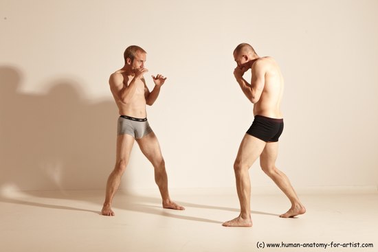 Underwear Martial art Man - Man White Moving poses Athletic Short Blond Dynamic poses Academic