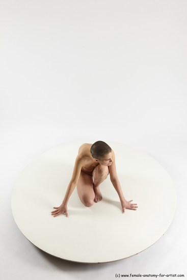 Nude Man White Slim Bald Sitting poses - ALL Sitting poses - on knees Multi angles poses Realistic