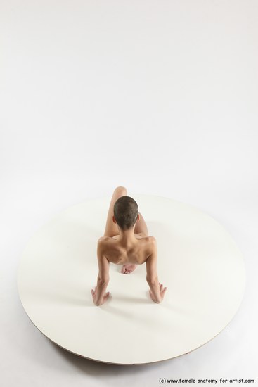 Nude Man White Slim Bald Sitting poses - ALL Sitting poses - on knees Multi angles poses Realistic