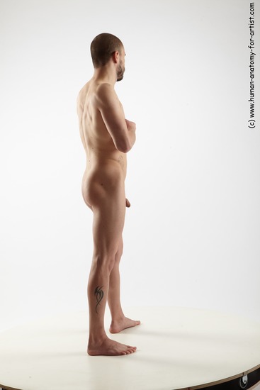 Nude Man White Standing poses - ALL Slim Short Blond Standing poses - simple Realistic