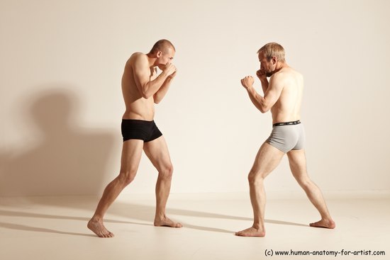 Underwear Martial art Man - Man White Moving poses Slim Short Blond Dynamic poses Academic