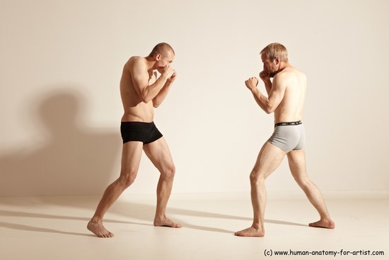 Underwear Martial art Man - Man White Moving poses Slim Short Blond Dynamic poses Academic