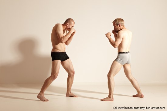 Underwear Martial art Man - Man White Moving poses Slim Short Blond Dynamic poses Academic