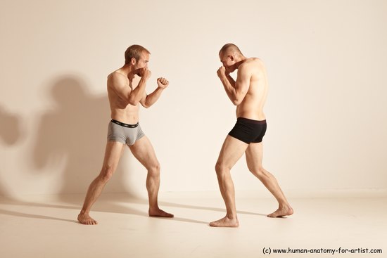 Underwear Martial art Man - Man White Moving poses Slim Short Blond Dynamic poses Academic