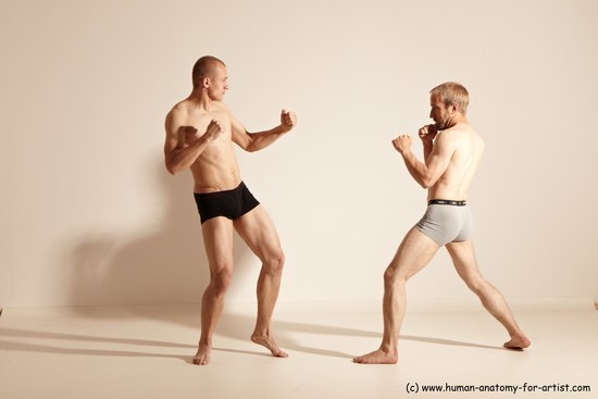 Underwear Martial art Man - Man White Moving poses Slim Short Blond Dynamic poses Academic