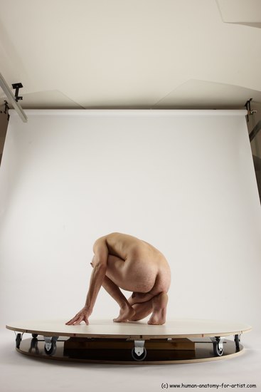 Nude Man White Slim Short Brown Sitting poses - ALL Sitting poses - on knees Multi angles poses Realistic