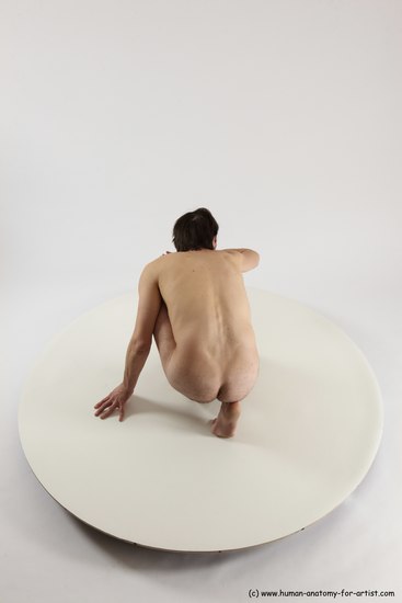 Nude Man White Slim Short Brown Sitting poses - ALL Sitting poses - on knees Multi angles poses Realistic