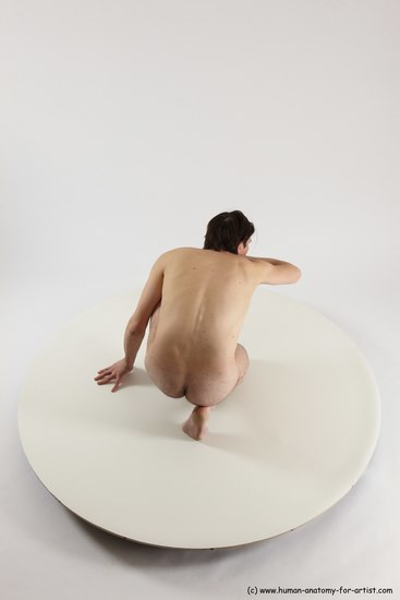 Nude Man White Slim Short Brown Sitting poses - ALL Sitting poses - on knees Multi angles poses Realistic