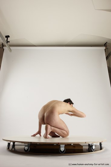 Nude Man White Slim Short Brown Sitting poses - ALL Sitting poses - on knees Multi angles poses Realistic