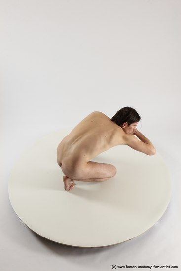 Nude Man White Slim Short Brown Sitting poses - ALL Sitting poses - on knees Multi angles poses Realistic