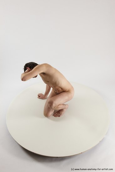 Nude Man White Slim Short Brown Sitting poses - ALL Sitting poses - on knees Multi angles poses Realistic