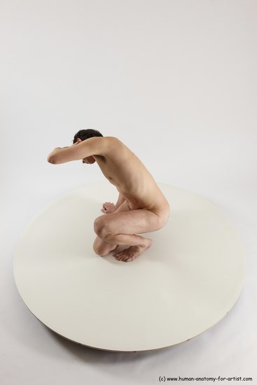 Nude Man White Slim Short Brown Sitting poses - ALL Sitting poses - on knees Multi angles poses Realistic