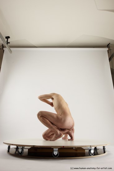 Nude Man White Slim Short Brown Sitting poses - ALL Sitting poses - on knees Multi angles poses Realistic