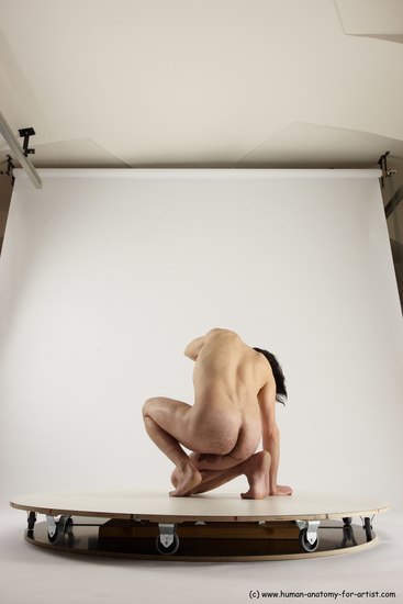 Nude Man White Slim Short Brown Sitting poses - ALL Sitting poses - on knees Multi angles poses Realistic