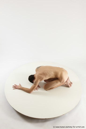 Nude Man White Kneeling poses - ALL Athletic Short Brown Kneeling poses - on both knees Multi angles poses Realistic