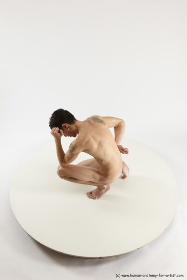 Nude Man White Kneeling poses - ALL Athletic Short Brown Kneeling poses - on one knee Multi angles poses Realistic