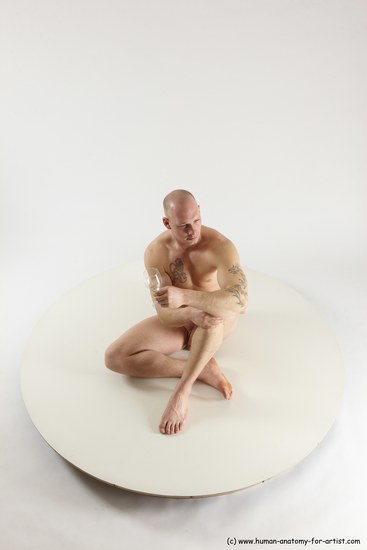 Nude Man White Sitting poses - simple Slim Bald Sitting poses - ALL Multi angles poses Realistic