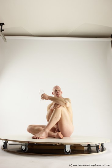 Nude Man White Sitting poses - simple Slim Bald Sitting poses - ALL Multi angles poses Realistic