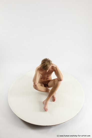 Nude Man White Sitting poses - simple Underweight Medium Brown Sitting poses - ALL Multi angles poses Realistic