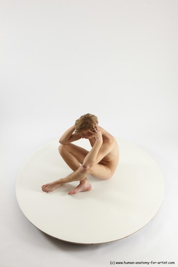 Nude Man White Sitting poses - simple Underweight Medium Brown Sitting poses - ALL Multi angles poses Realistic