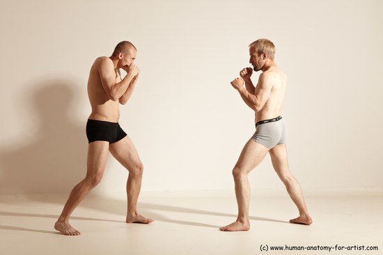 Underwear Martial art Man - Man White Moving poses Slim Short Blond Dynamic poses Academic