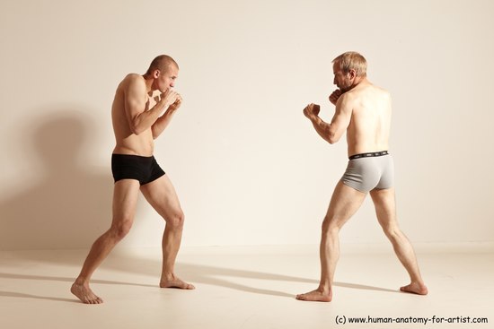 Underwear Martial art Man - Man White Moving poses Slim Short Blond Dynamic poses Academic