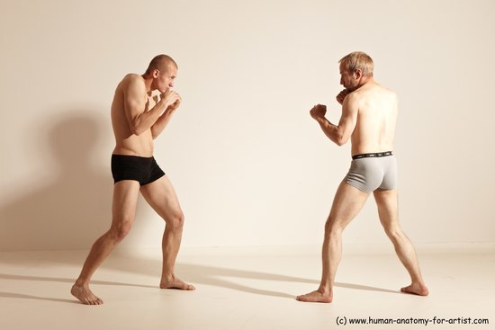 Underwear Martial art Man - Man White Moving poses Slim Short Blond Dynamic poses Academic