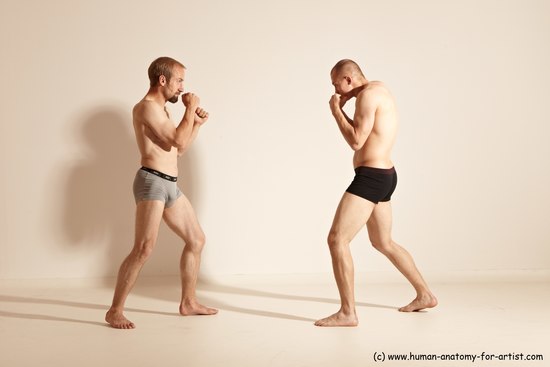 Underwear Martial art Man - Man White Moving poses Slim Short Blond Dynamic poses Academic