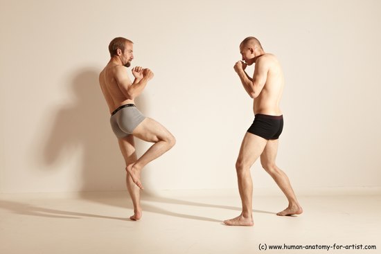 Underwear Martial art Man - Man White Moving poses Slim Short Blond Dynamic poses Academic