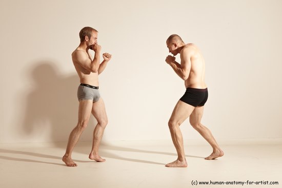 Underwear Martial art Man - Man White Moving poses Slim Short Blond Dynamic poses Academic