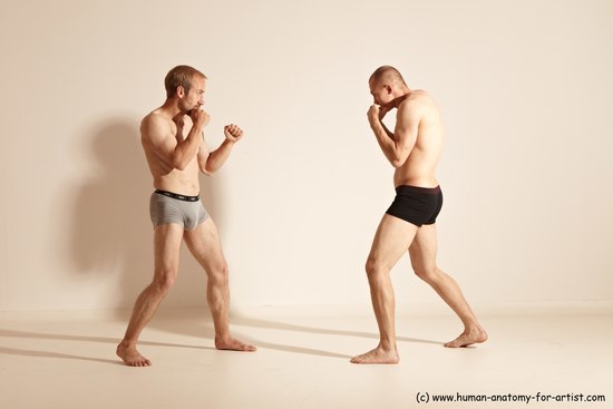 Underwear Martial art Man - Man White Moving poses Slim Short Blond Dynamic poses Academic