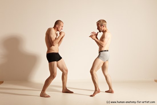 Underwear Martial art Man - Man White Moving poses Athletic Short Blond Dynamic poses Academic