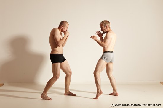 Underwear Martial art Man - Man White Moving poses Athletic Short Blond Dynamic poses Academic