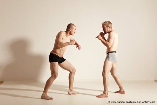 Underwear Martial art Man - Man White Moving poses Athletic Short Blond Dynamic poses Academic