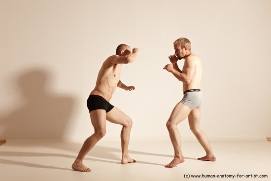 Underwear Martial art Man - Man White Moving poses Athletic Short Blond Dynamic poses Academic