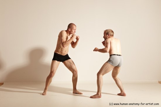 Underwear Martial art Man - Man White Moving poses Athletic Short Blond Dynamic poses Academic