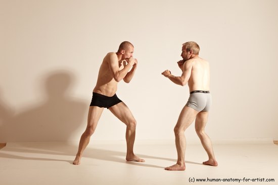 Underwear Martial art Man - Man White Moving poses Athletic Short Blond Dynamic poses Academic