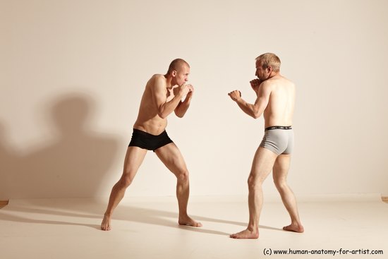 Underwear Martial art Man - Man White Moving poses Athletic Short Blond Dynamic poses Academic