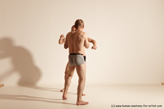 Underwear Martial art Man - Man White Moving poses Athletic Short Blond Dynamic poses Academic