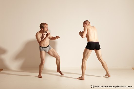 Underwear Martial art Man - Man White Moving poses Athletic Short Blond Dynamic poses Academic