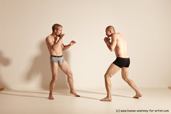 Underwear Martial art Man - Man White Moving poses Athletic Short Blond Dynamic poses Academic