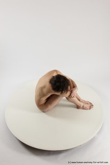 Nude Man White Sitting poses - simple Slim Short Brown Sitting poses - ALL Multi angles poses Realistic