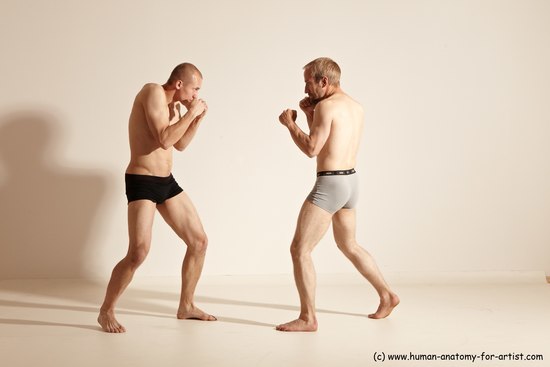 Underwear Martial art Man - Man White Moving poses Slim Short Blond Dynamic poses Academic