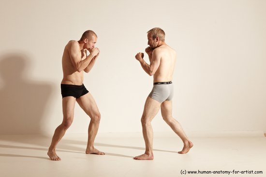 Underwear Martial art Man - Man White Moving poses Slim Short Blond Dynamic poses Academic